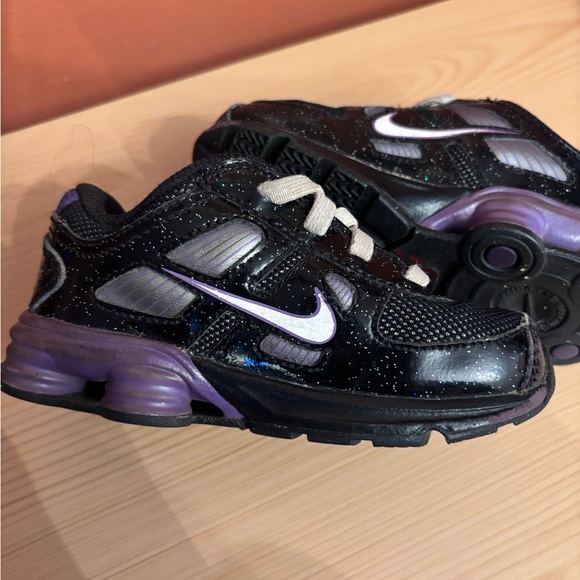 Nike Turbo Shox 11 Girls Running Shoes Black and Purple Sparkle Size 7C toddler - Picture 7 of 9
